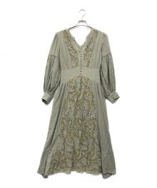 Ameri（アメリ）の古着「MEDI EMBROIDERY TULLE LACE DRESS（ミディ エンブロイダリー チュールレース ドレス）」｜グリーン