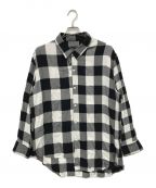 LAD MUSICIANラッドミュージシャン）の古着「ASYMMETRY SHIRT MODAL BLOCK CHECK」｜ブラック