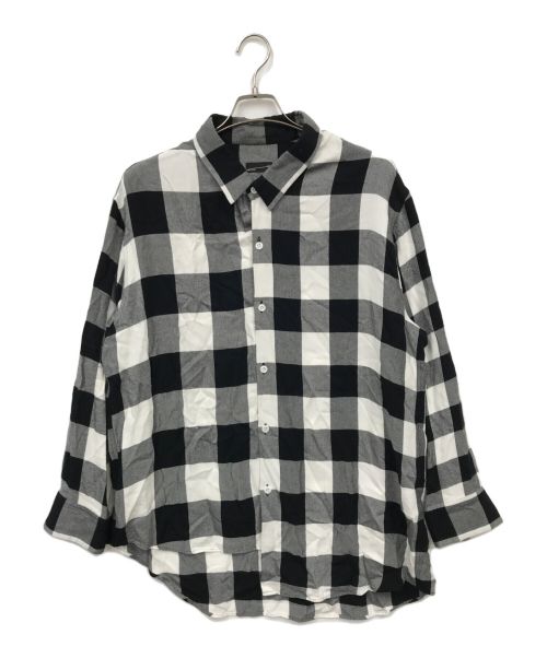 LAD MUSICIAN（ラッドミュージシャン）LAD MUSICIAN (ラッドミュージシャン) ASYMMETRY SHIRT MODAL BLOCK CHECK ブラック サイズ:42の古着・服飾アイテム