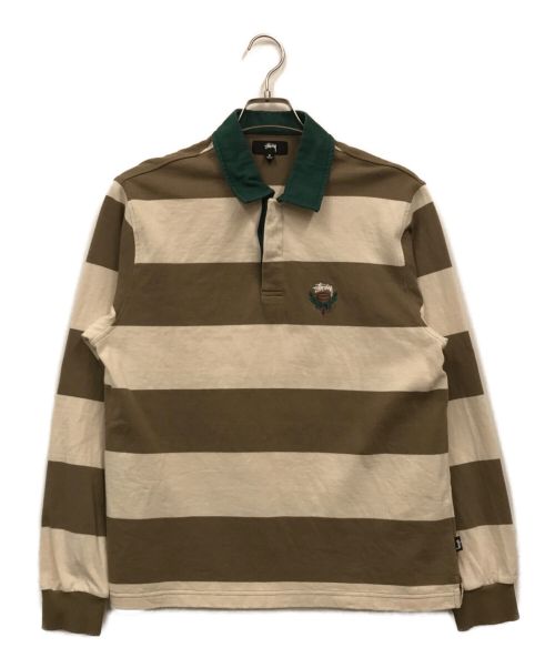 stussy（ステューシー）stussy (ステューシー) big stripe rugby shirts ベージュ サイズ:Sの古着・服飾アイテム