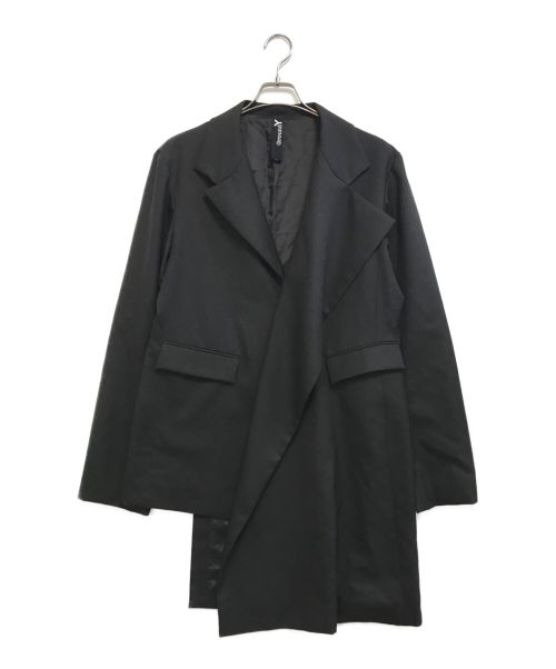 GROUND Y（グラウンドワイ）GROUND Y (グラウンドワイ) WOOL/POLYESTER GABARDINE ASYMMETRIC JACKET ブラック サイズ:3の古着・服飾アイテム