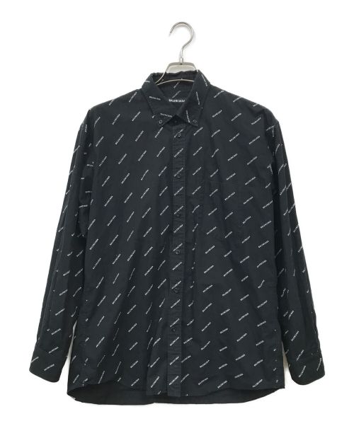 BALENCIAGA（バレンシアガ）BALENCIAGA (バレンシアガ) All Over Logo Button Down Shirt ブラック サイズ:37の古着・服飾アイテム