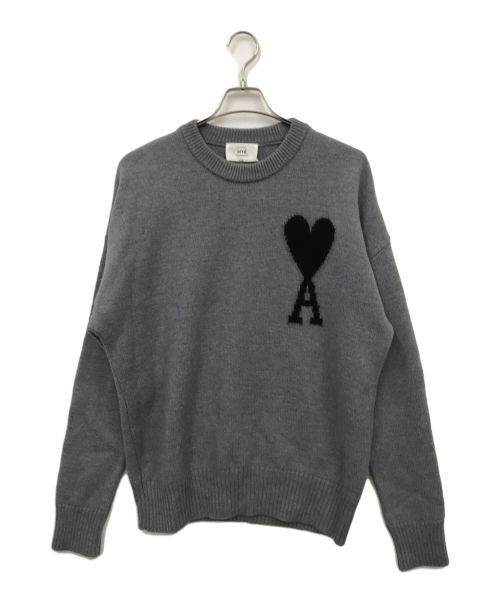 ami（アミ）ami (アミ) DE COEUR CREW NECK SWEATER グレー サイズ:Mの古着・服飾アイテム