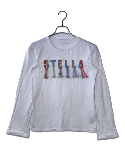 STELLA McCARTNEY（ステラマッカートニー）STELLA McCARTNEY (ステラマッカートニー) フリンジロゴ刺繍カットソー ホワイト サイズ:14の古着・服飾アイテム