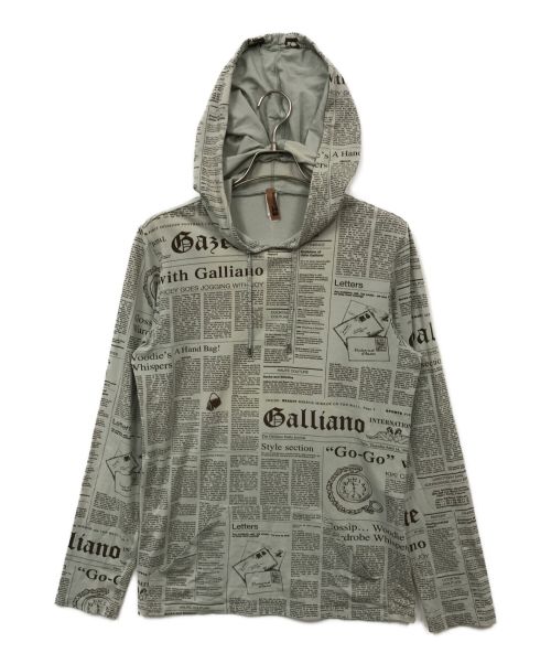 JOHN GALLIANO（ジョンガリアーノ）JOHN GALLIANO (ジョンガリアーノ) News Paper Hoodie（ニュースペーパーフーディ） グレー サイズ:-の古着・服飾アイテム