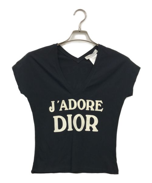 Christian Dior（クリスチャン ディオール）Christian Dior (クリスチャン ディオール) J'DORE DIOR Vネック Tシャツ（ジャドール ディオール ブイネック ティーシャツ） ブラック サイズ:36の古着・服飾アイテム