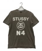 stussyステューシー）の古着「ロゴプリントTシャツ」｜ブラウン