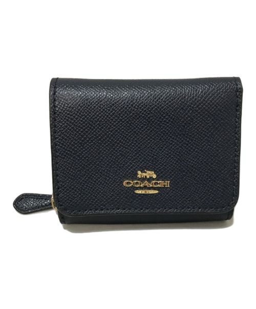 COACH（コーチ）COACH (コーチ) クロスグレイン トライフォールド ウォレット ネイビーの古着・服飾アイテム