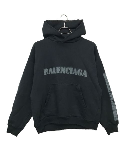 BALENCIAGA（バレンシアガ）BALENCIAGA (バレンシアガ) STENCIL TYPE HOODIE ブラック サイズ:XXSの古着・服飾アイテム