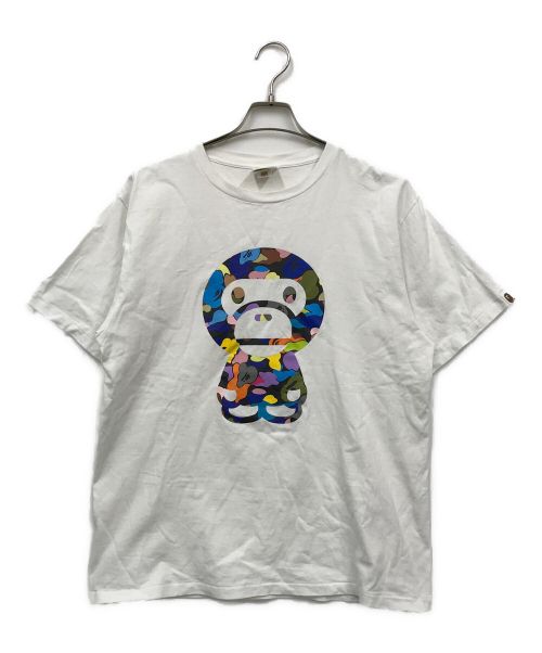 A BATHING APE（アベイシングエイプ）A BATHING APE (アベイシングエイプ) プリントTシャツ ホワイト サイズ:Lの古着・服飾アイテム