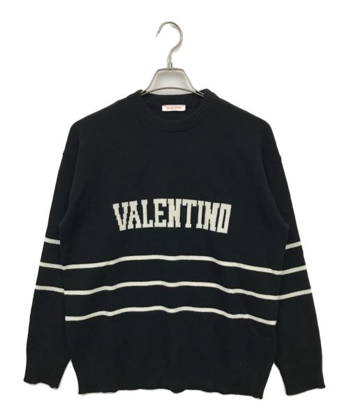 VALENTINO（ヴァレンティノ）VALENTINO (ヴァレンティノ) クルーネックニット ブラック サイズ:Mの古着・服飾アイテム