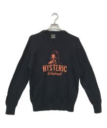 Hysteric Glamour（ヒステリックグラマー）の古着「リネンブレンドガールプリントニット」｜ブラック