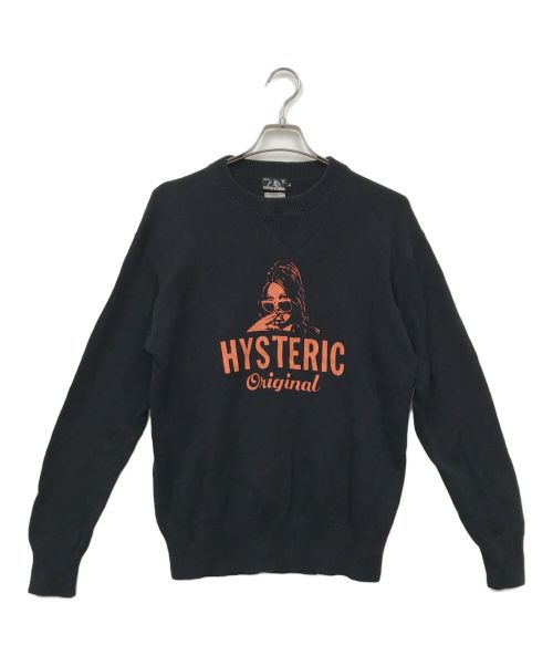 Hysteric Glamour（ヒステリックグラマー）Hysteric Glamour (ヒステリックグラマー) リネンブレンドガールプリントニット ブラック サイズ:Mの古着・服飾アイテム