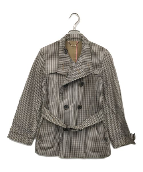 Aquascutum（アクアスキュータム）Aquascutum (アクアスキュータム) チェックPコート ブラウン サイズ:38の古着・服飾アイテム