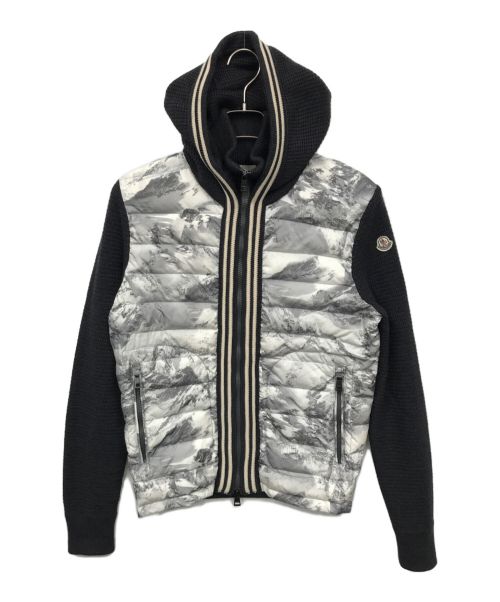 MONCLER（モンクレール）MONCLER (モンクレール) ニットダウンジャケット ブラック×ホワイト サイズ:Sの古着・服飾アイテム