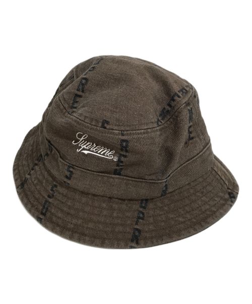 SUPREME（シュプリーム）Supreme (シュプリーム) Logo Stripe Jacquard Denim Crusher Hat ブラウンの古着・服飾アイテム