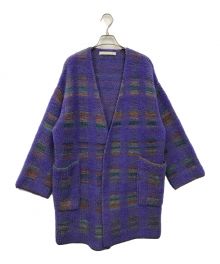 GREED International（グリードインターナショナル）の古着「Boa Check Sweater Jacket」｜パープル