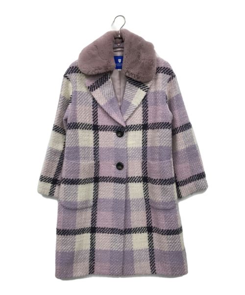 BURBERRY BLUE LABEL（バーバリーブルーレーベル）BURBERRY BLUE LABEL (バーバリーブルーレーベル) ツイードチェックコート ピンク サイズ:38の古着・服飾アイテム