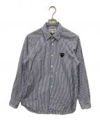 PLAY COMME des GARCONSプレイ コムデギャルソン）の古着「STRIPED L/S SHIRT BLACK HEART」｜スカイブルー