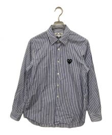 PLAY COMME des GARCONS（プレイ コムデギャルソン）の古着「STRIPED L/S SHIRT BLACK HEART」｜スカイブルー