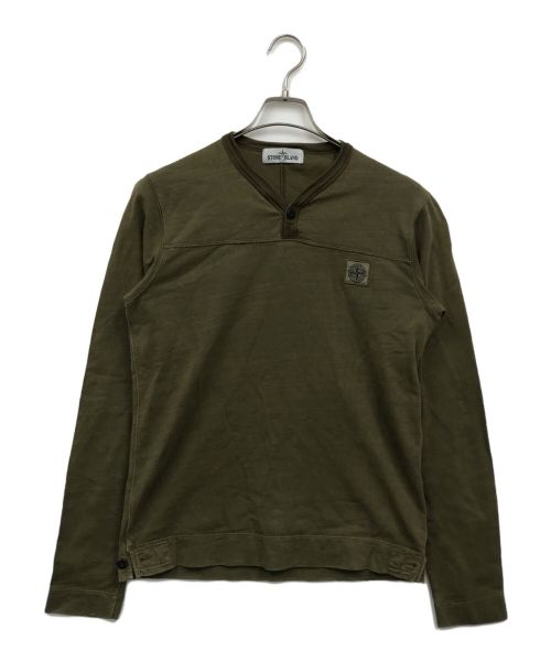 STONE ISLAND（ストーンアイランド）STONE ISLAND (ストーンアイランド) ロゴヘンリーネックカットソー グリーン サイズ:Sの古着・服飾アイテム