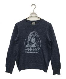 Hysteric Glamour（ヒステリックグラマー）の古着「リネンブレンドガールプリントニット」｜ブルー