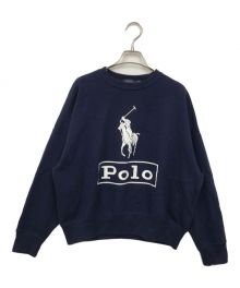 POLO RALPH LAUREN（ポロ・ラルフローレン）の古着「ロゴプリントラグランスウェット」｜ネイビー