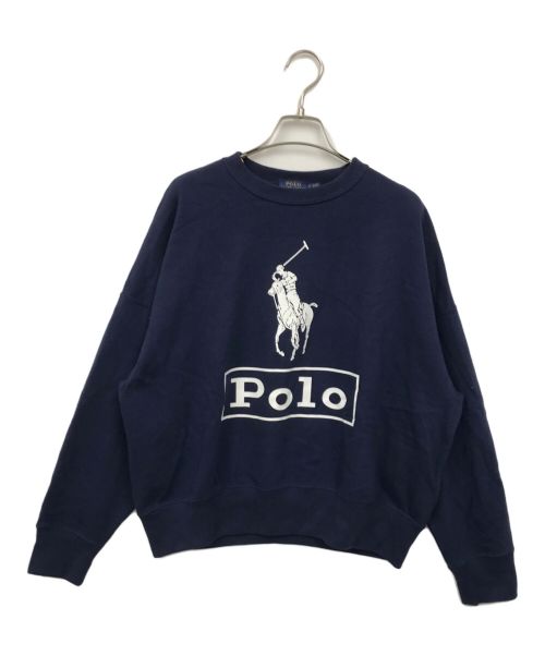 POLO RALPH LAUREN（ポロ・ラルフローレン）POLO RALPH LAUREN (ポロ・ラルフローレン) ロゴプリントラグランスウェット ネイビー サイズ:Sの古着・服飾アイテム