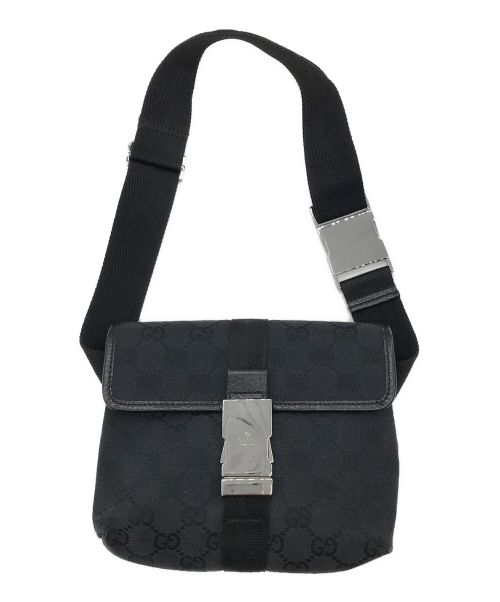 中古・古着通販】GUCCI (グッチ) GGキャンバスウエストバッグ ブラック