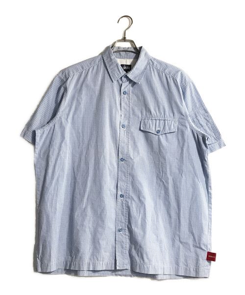 stussy（ステューシー）stussy (ステューシー) チェックシャツ ブルー×ホワイト サイズ:Lの古着・服飾アイテム