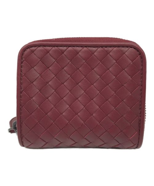 BOTTEGA VENETA（ボッテガベネタ）BOTTEGA VENETA (ボッテガベネタ) ラウンドジップイントレチャートミニウォレット レッドの古着・服飾アイテム