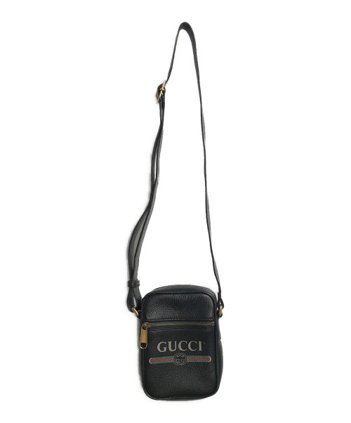 GUCCI（グッチ）GUCCI (グッチ) レザーショルダーバッグ ブラックの古着・服飾アイテム