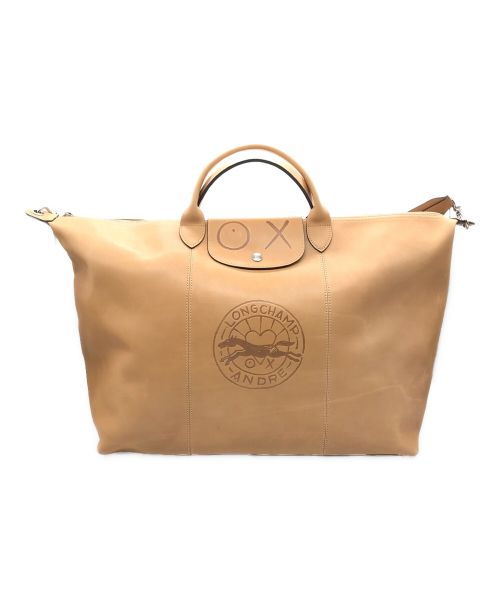 LONGCHAMP（ロンシャン）LONGCHAMP (ロンシャン) ANDRE (アンドレ) レザー製トラベルバッグ ベージュの古着・服飾アイテム