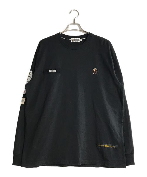 A BATHING APE（アベイシングエイプ）A BATHING APE (アベイシングエイプ) マルチレーベルリラックスフィットロングスリーブT ブラック サイズ:XLの古着・服飾アイテム