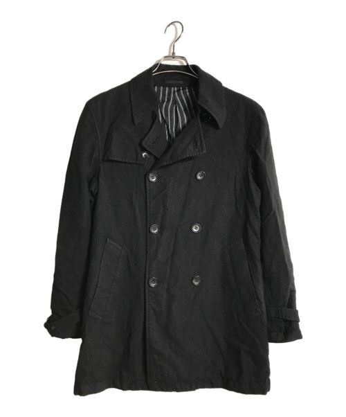 COMME des GARCONS HOMME（コムデギャルソン オム）COMME des GARCONS HOMME (コムデギャルソン オム) 裏ストライプウールショートコート ブラック サイズ:Sの古着・服飾アイテム