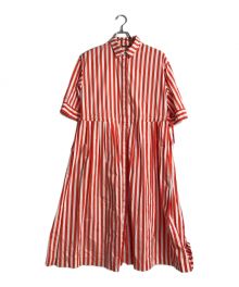 marimekko（マリメッコ）の古着「ピッコロ ヨカポイカ ストライフ シャツワンピース」｜ホワイト×レッド