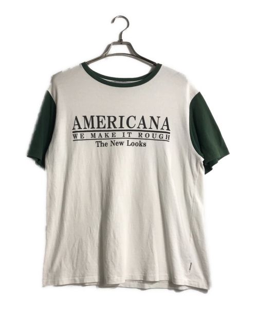 Americana（アメリカーナ）Americana (アメリカーナ) リンガーTシャツ グリーン×ホワイト サイズ:FREEの古着・服飾アイテム