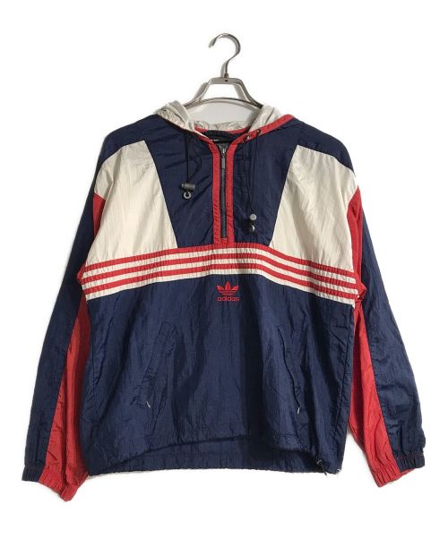 adidas（アディダス）adidas (アディダス) トルコロールアノラックナイロンパーカー レッド×ネイビー サイズ:Sの古着・服飾アイテム