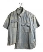 kolor/BEACONカラービーコン）の古着「アシンメトリーデニム半袖シャツ」｜インディゴ