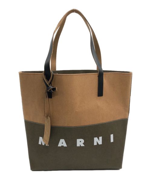 MARNI（マルニ）MARNI (マルニ) ペーパー トートバッグ ベージュ×ブラウンの古着・服飾アイテム