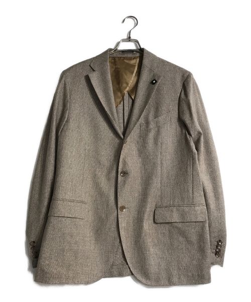 LARDINI（ラルディーニ）LARDINI (ラルディーニ) ウールシルクアンコンジャケット ブラウン サイズ:52(XL)の古着・服飾アイテム