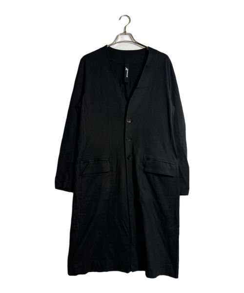 GROUND Y（グラウンドワイ）GROUND Y (グラウンドワイ) Jersey Collarless Long Jacket/ノーカラーコート ブラック サイズ:3の古着・服飾アイテム