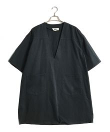 MM6 Maison Margiela（エムエムシックス メゾンマルジェラ）の古着「VネックコットンTシャツドレス」｜ネイビー