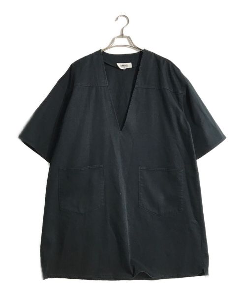 MM6 Maison Margiela（エムエムシックス メゾンマルジェラ）MM6 Maison Margiela (エムエムシックス メゾンマルジェラ) VネックコットンTシャツドレス ネイビー サイズ:Mの古着・服飾アイテム