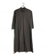 STEVEN ALANスティーブンアラン）の古着「TYPEWRITER CHECK REVERSE SEAM DRESS/ワンピース」｜ブラウン×ブラック