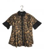 EBONYエボニー）の古着「Flower Lace Flare Shirt/フラワーレースフレアシャツ」｜ブラウン×ブラック