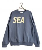 WIND AND SEAウィンド アンド シー）の古着「Crew Neck/ロゴプリントスウェット」｜ブルー