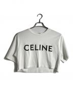 CELINEセリーヌ）の古着「クロップドCELINE Tシャツ」｜ホワイト