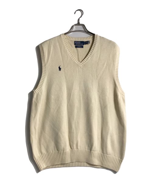 POLO RALPH LAUREN（ポロ・ラルフローレン）POLO RALPH LAUREN (ポロ・ラルフローレン) BEAMS (ビームス) 別注ニットベスト ホワイト サイズ:XLの古着・服飾アイテム