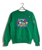 POLO RALPH LAURENポロ・ラルフローレン）の古着「ove Peace PARIS FLEECE SWEATSHIRT」｜グリーン